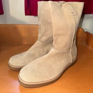 UGG Sample boots tan beige suede mid calf boots women size 7